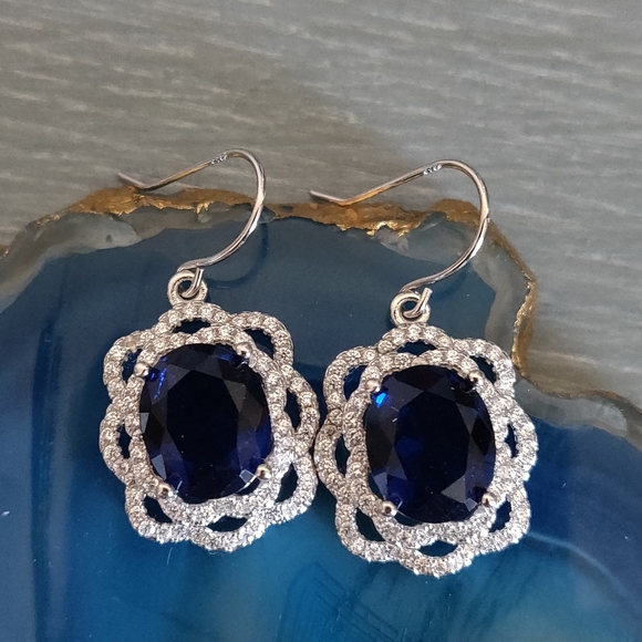 Jewelry - Sapphire Sterling Silver Earrings
